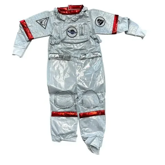 Kid's Astronaut Halloween Costume Space Explorer 3-4 Small New White Red - Picture 2 of 6
